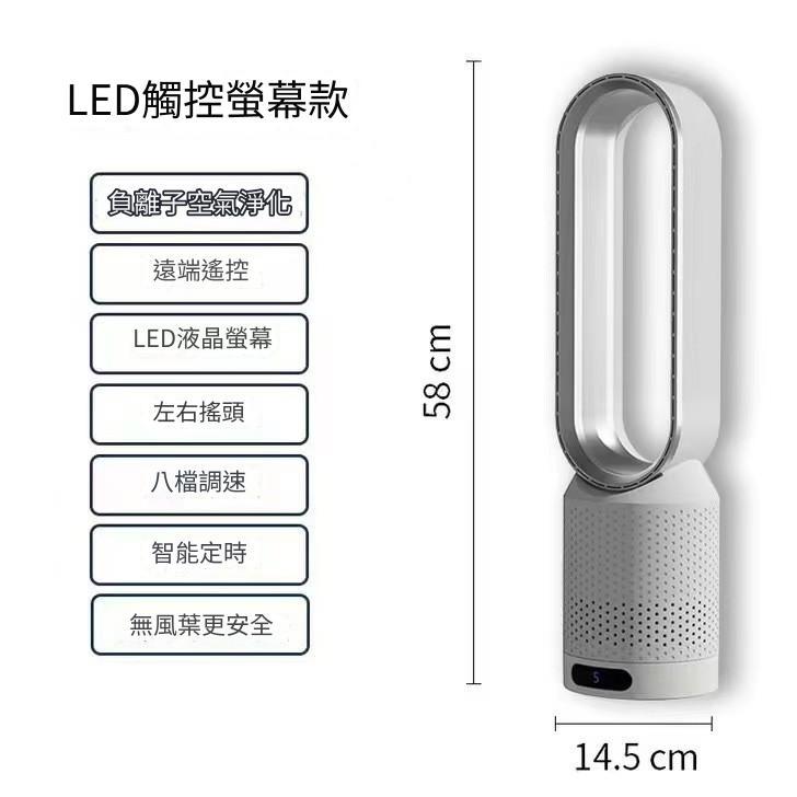 無叶風扇 負離子凈化空氣 遙控 觸屏 搖頭電扇 家用電風扇 無頁靜音空氣過濾循環扇 床頭落地台式 立式 台灣電壓